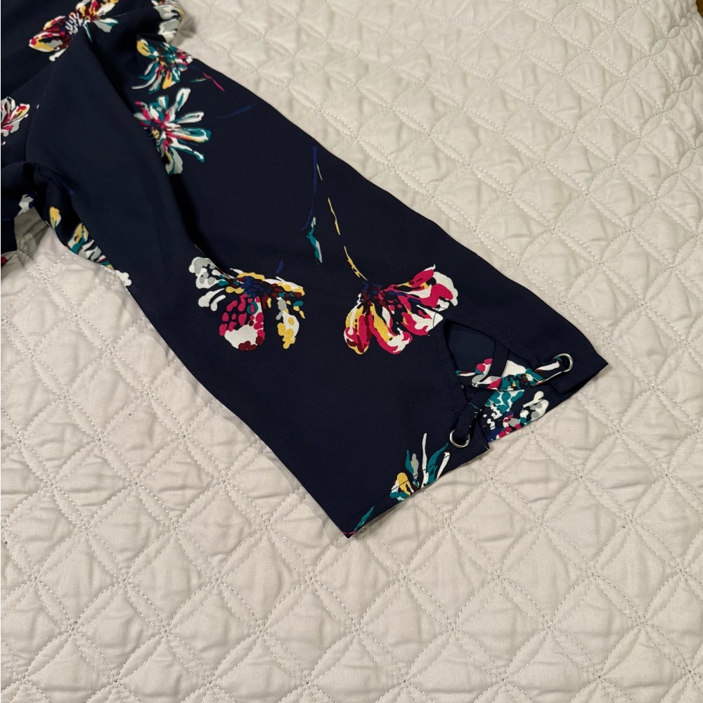 Maurices Navy Floral Long Sleeve Dress - Size XL - Picture 10 of 10